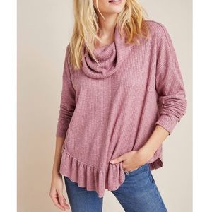 Anthropologie Ruffled Maeve Cowl Neck Sweater